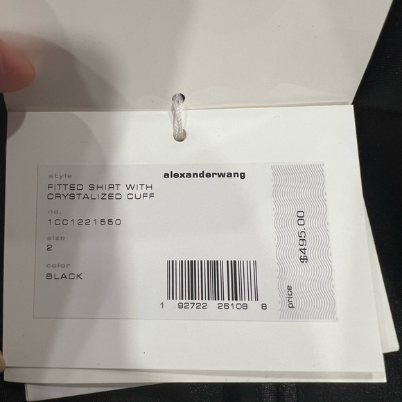 ALEXANDER WANG  crystal-embellished split-cuff shirt 1CC1221550-00. - Picture 11 of 16